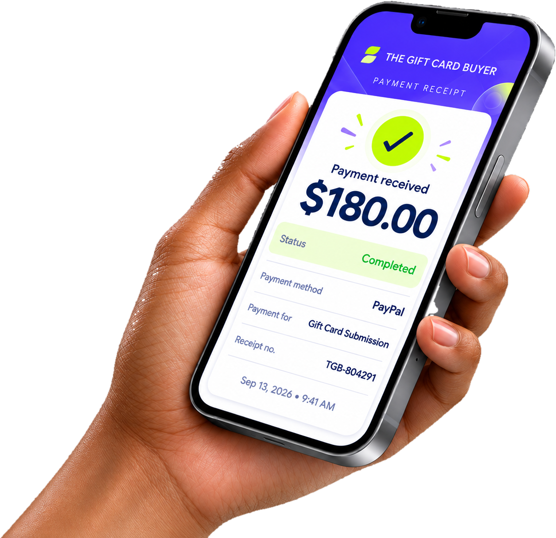 The Gift Card Buyer — payment received on a phone